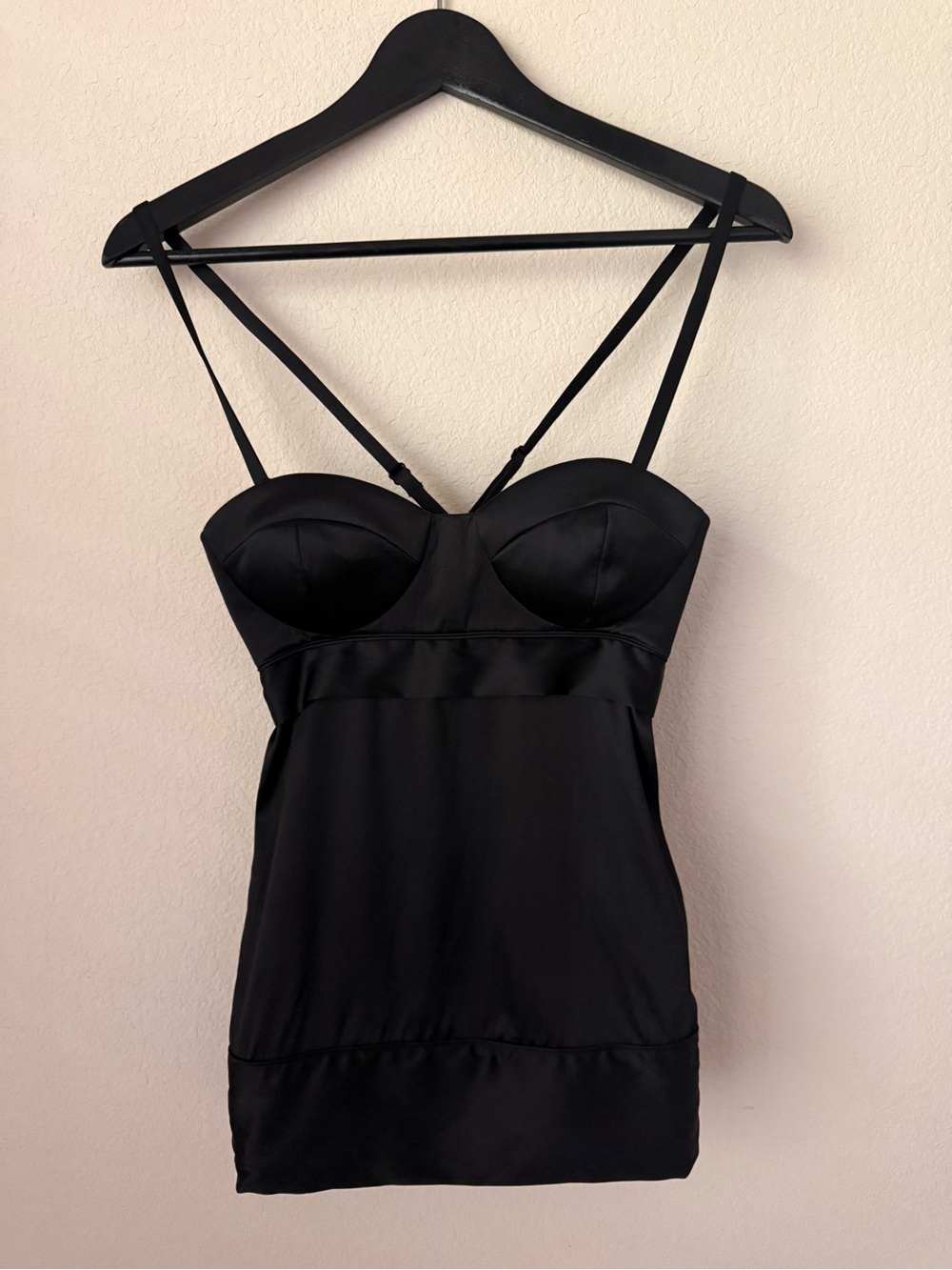 Vintage Proenza Schouler Black Silk Bustier Babydoll Satin Top